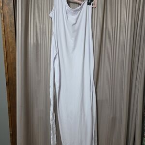 Source Unknown White Sleeveless Maxi Swim Coverup with Side Tie
